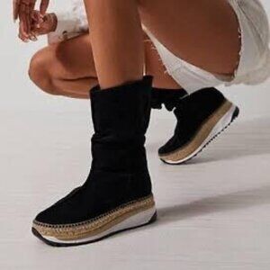 Free People Chapmin Slouch Espadrille Black‎ Sneaker Boots Size 7
